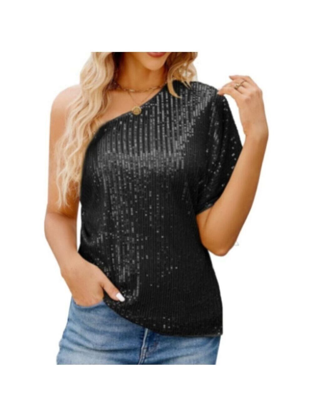✨ JASAMBAC One Shoulder Sequined Camisole Small NWT